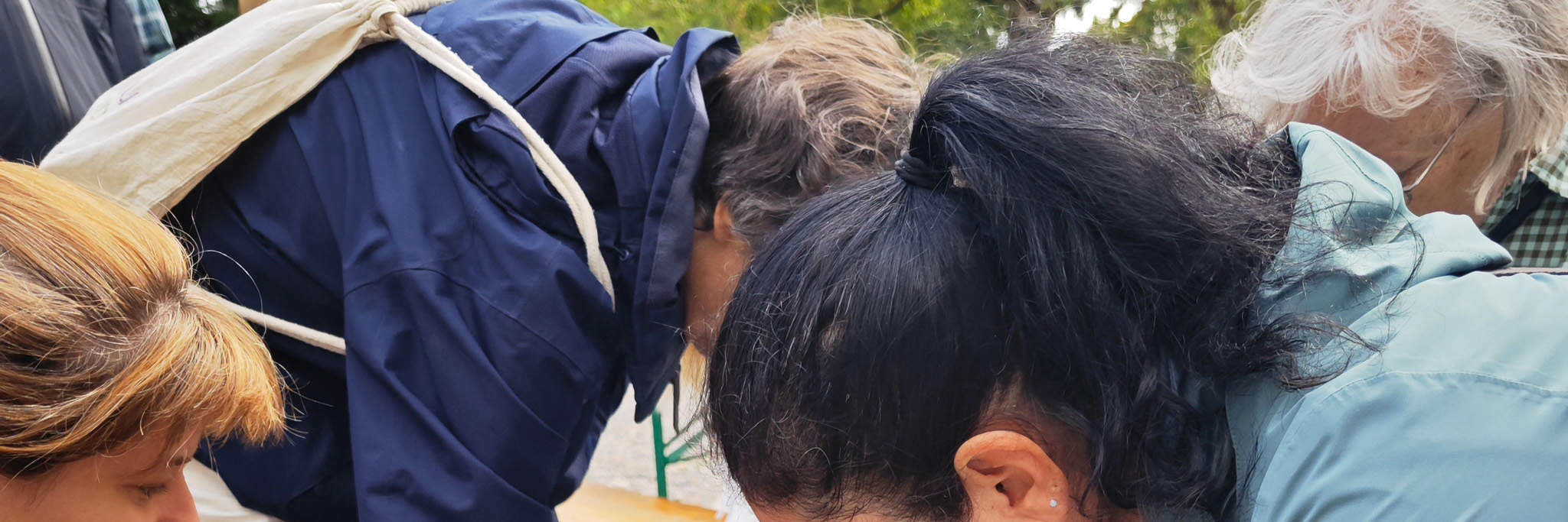 Nhóm tự mình đổ chất nền vào hộp trồng nấm.