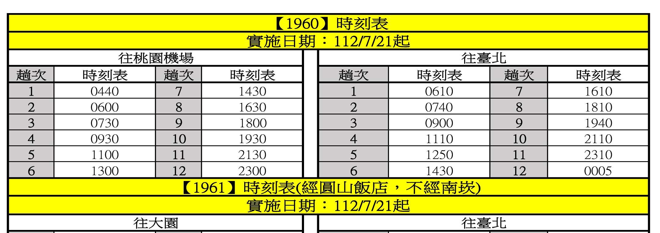 时刻表