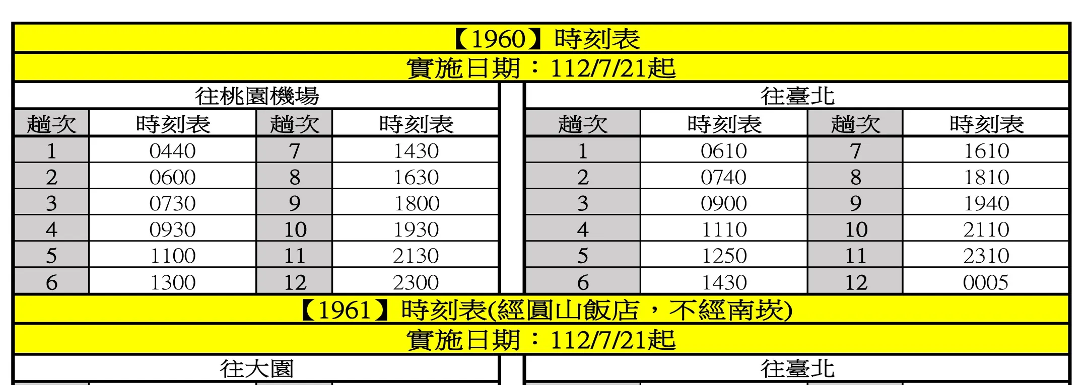 时刻表