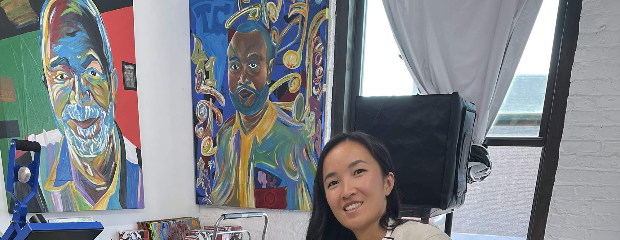 ภาพวาดนามธรรมด้วยมีดจานสีใน นิวยอร์ก