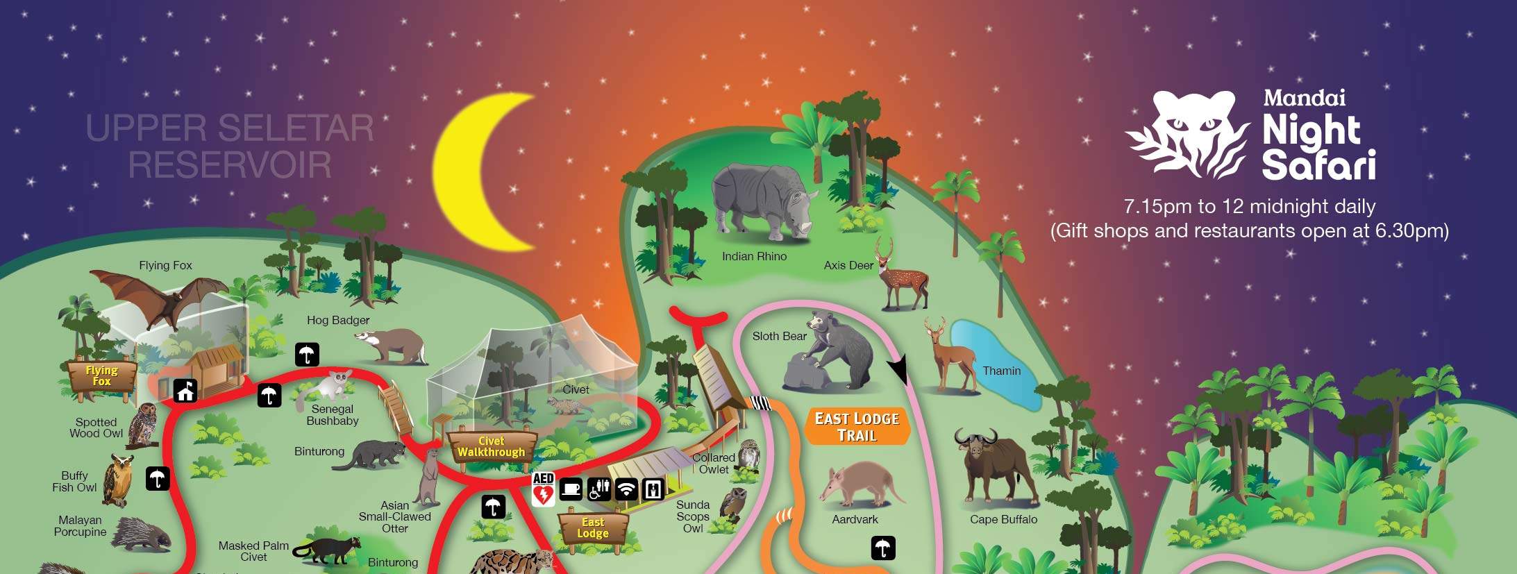 新加坡夜间野生动物园英文版地图