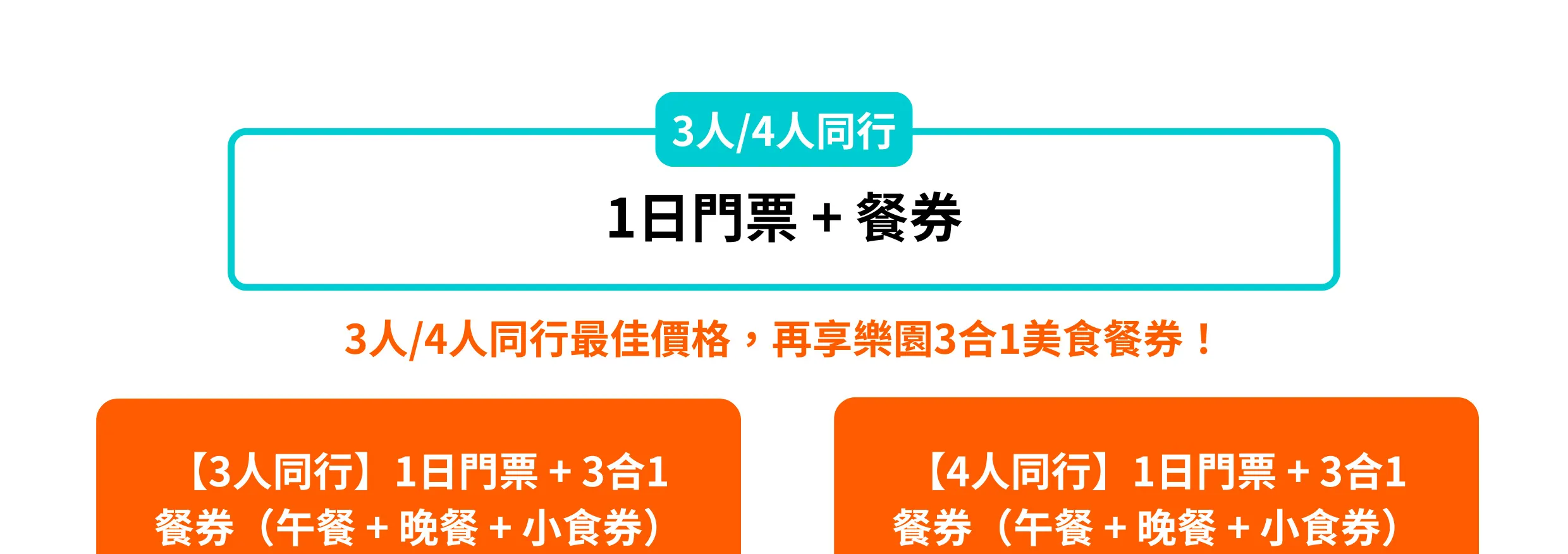 1日門票 + 3合1餐券