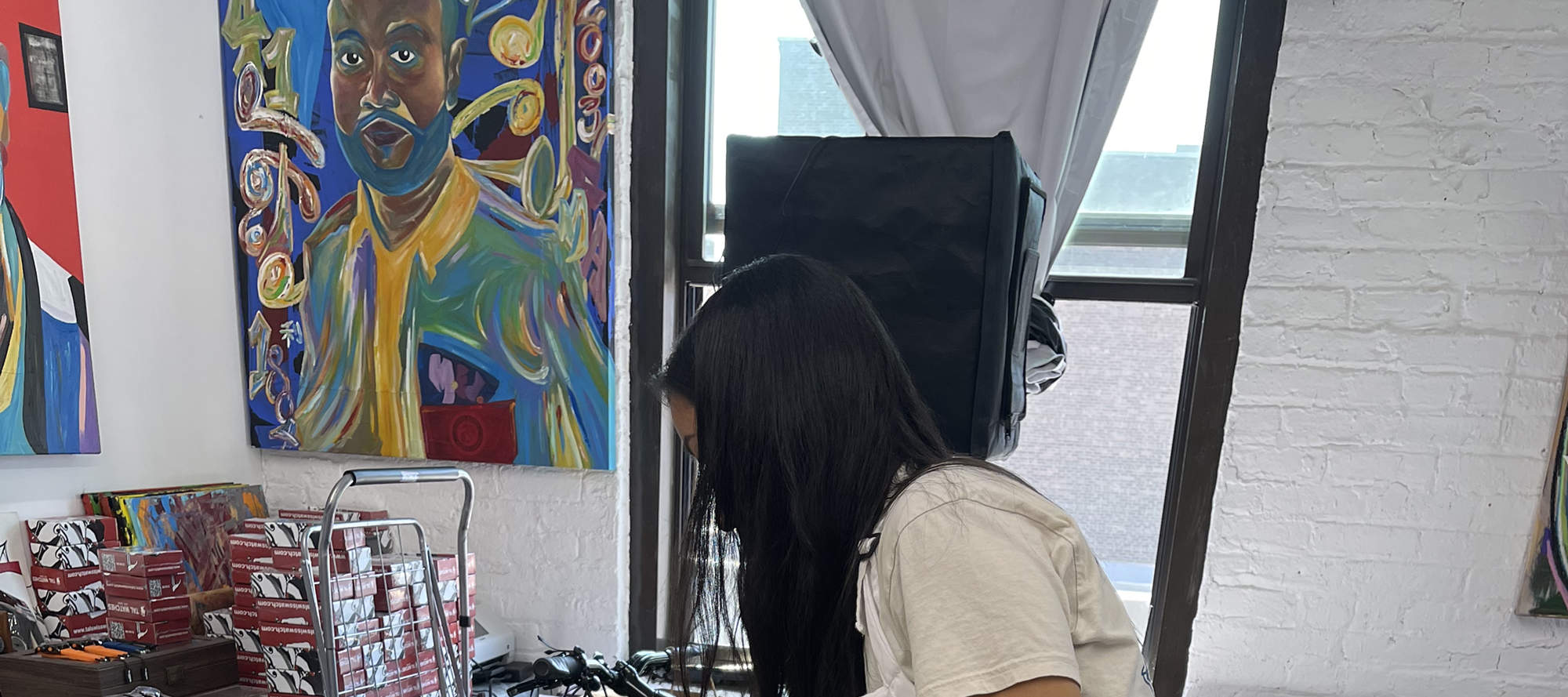 Abstract Painting with Palette Knives in New York