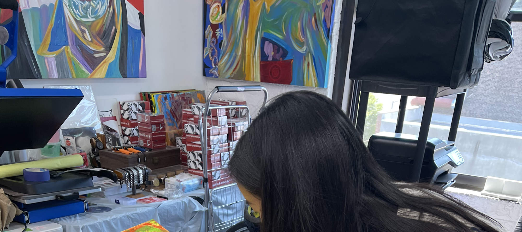 Abstract Painting with Palette Knives in New York