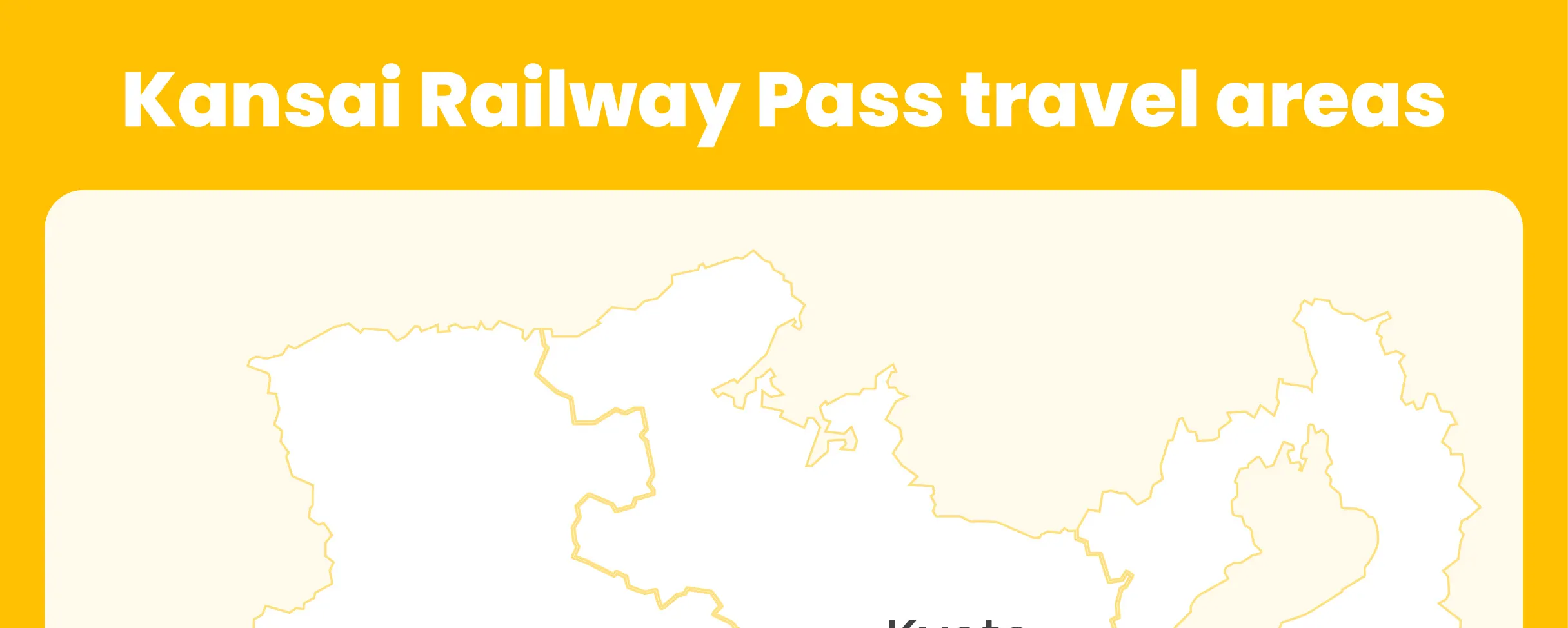 a map of key areas covered by the Kansai Railway Pass, titled 
