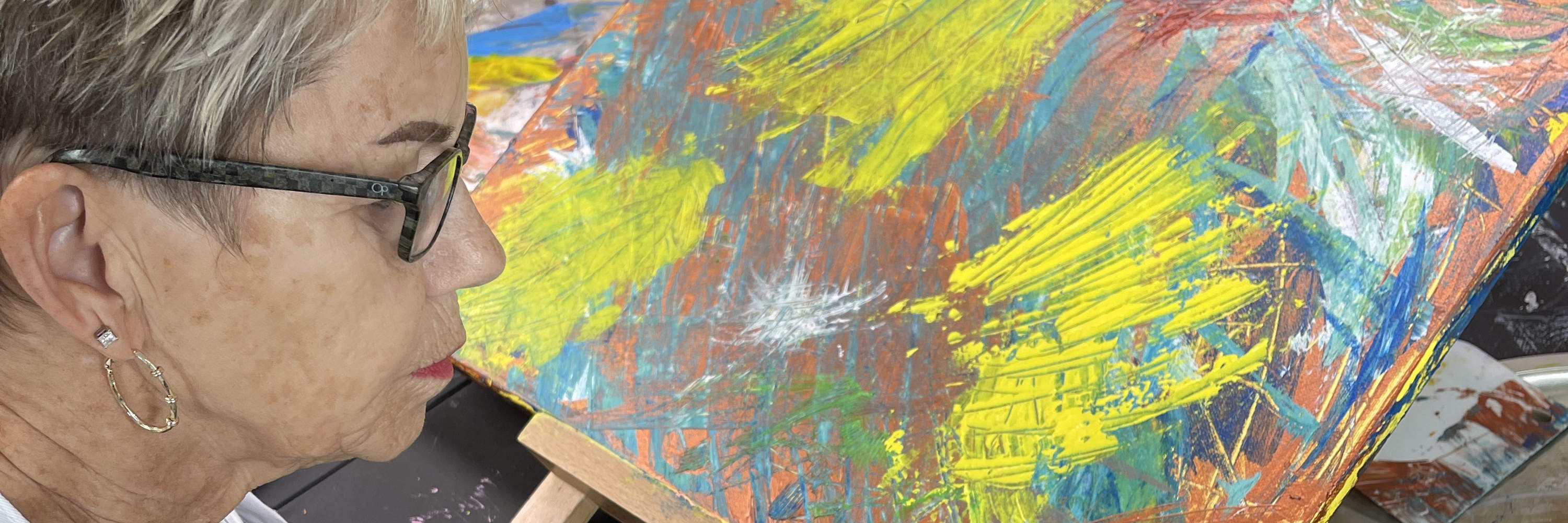 Abstract Painting with Palette Knives in New York