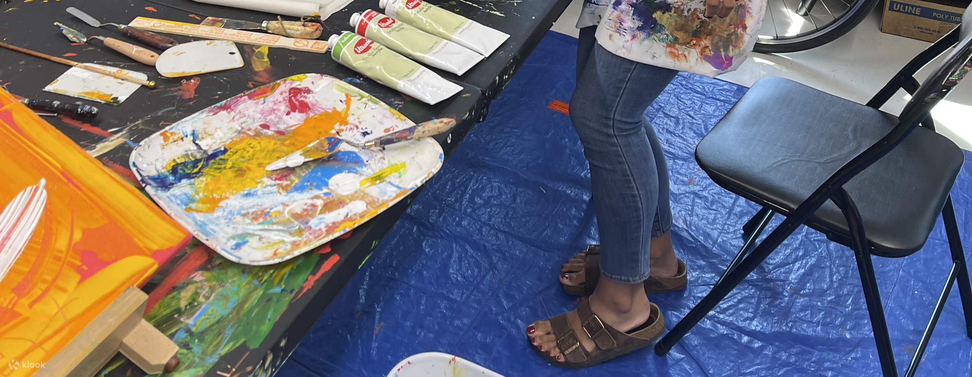 ニューヨークでのパレットナイフを使った抽象画