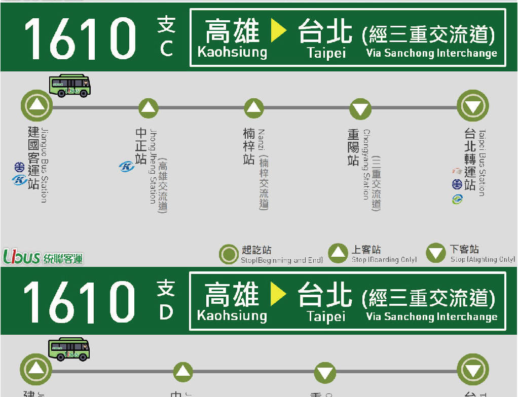 บริการขนส่งผู้โดยสารถงเหลียน | บริการรับส่งร่วมเมือง | เกาสง - ไทเป