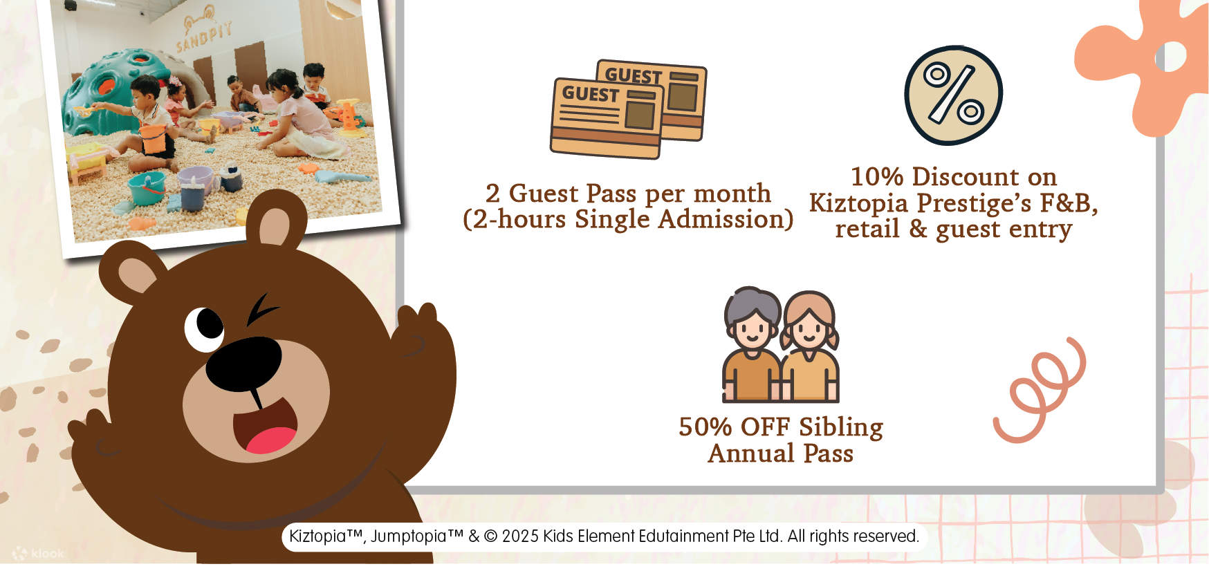 บัตรเข้าคิซโทเปียเพรสทีจ (Kiztopia Prestige) ในสิงคโปร์ (ริเวอร์แวลลีย์)