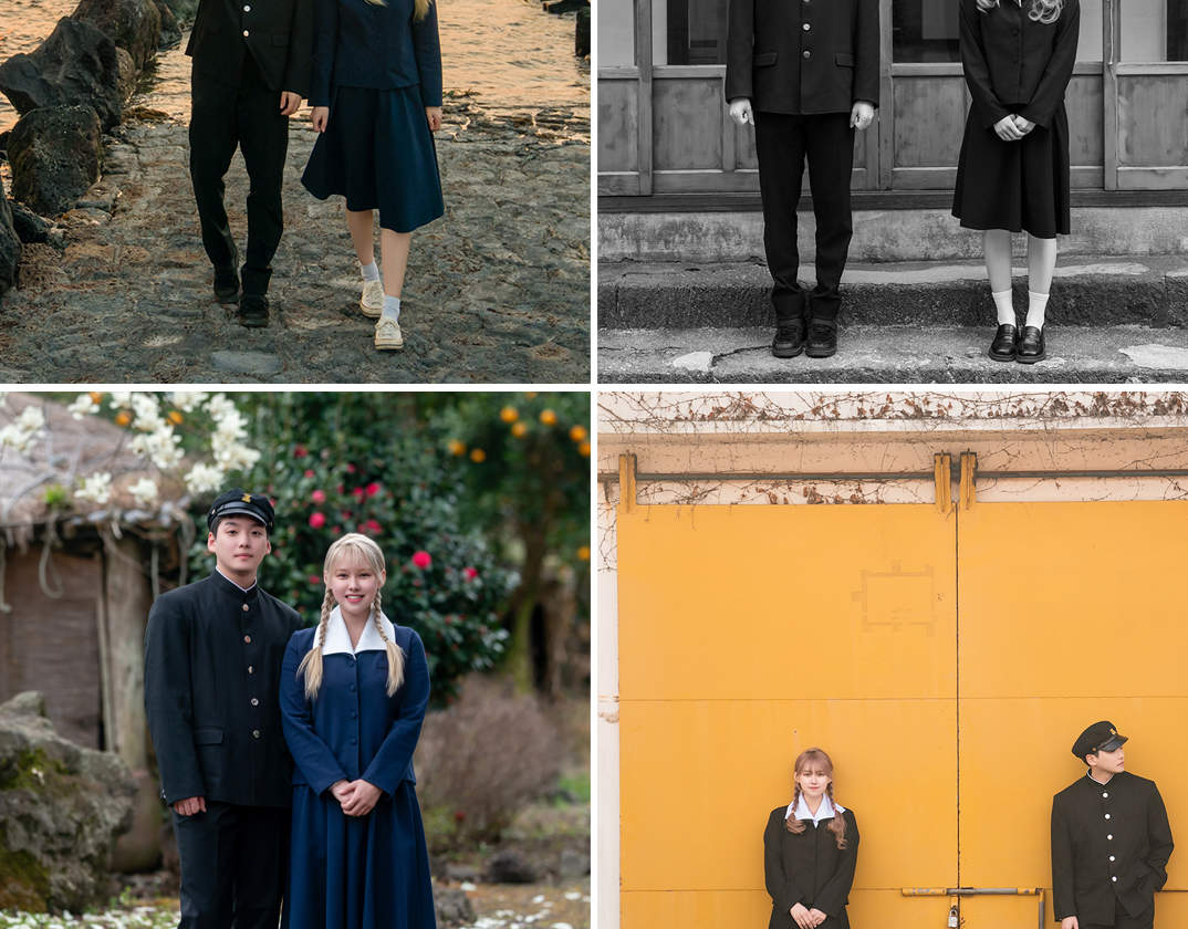 Expérience de la culture coréenne à Jeju : Location de Hanbok et d'uniformes scolaires, K-Beauty et séance photo