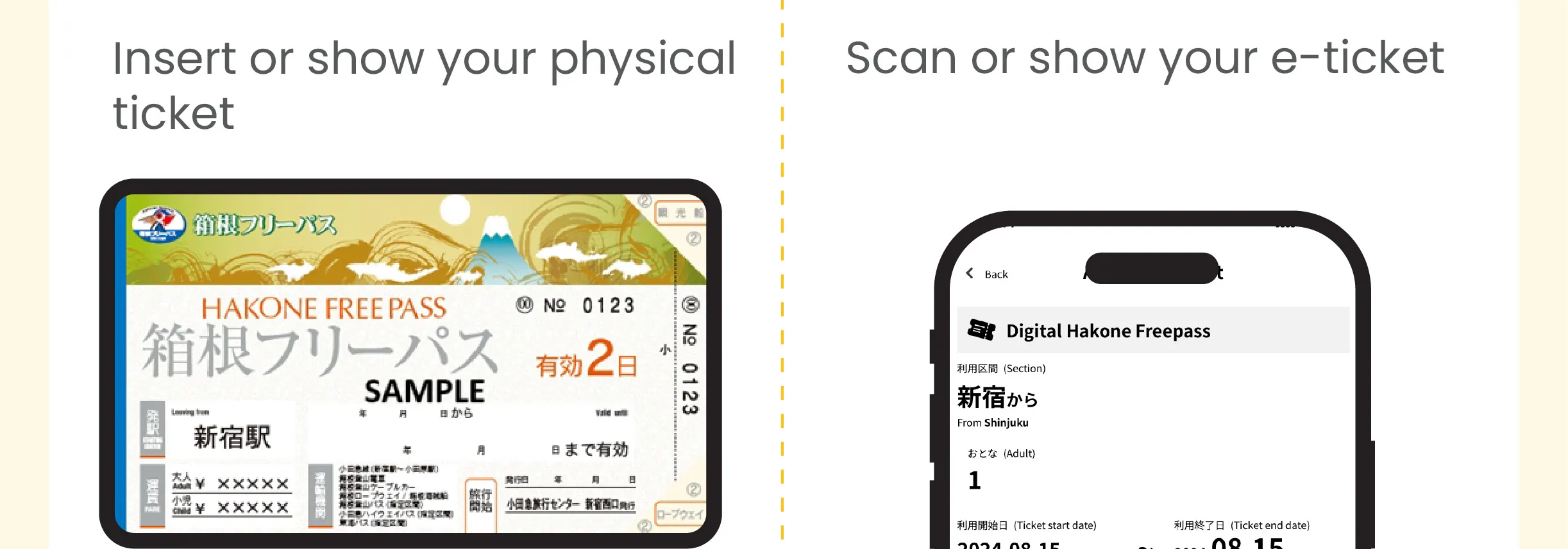 Hakone Freepass - digital vs physical ticket