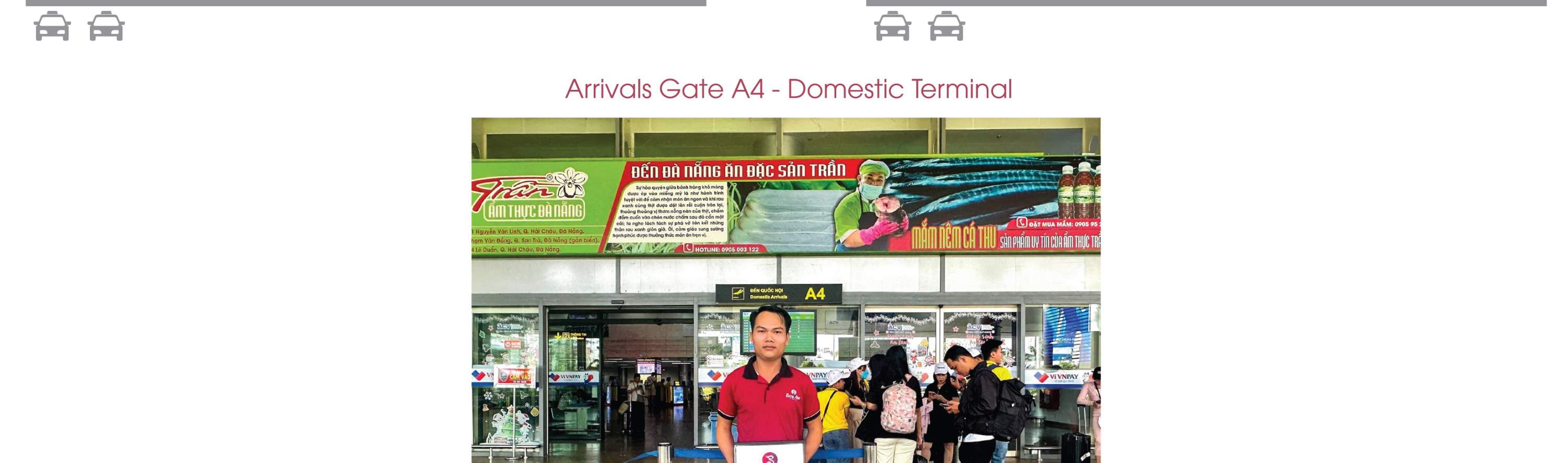 mapa que muestra cómo recoger en el aeropuerto de Danang