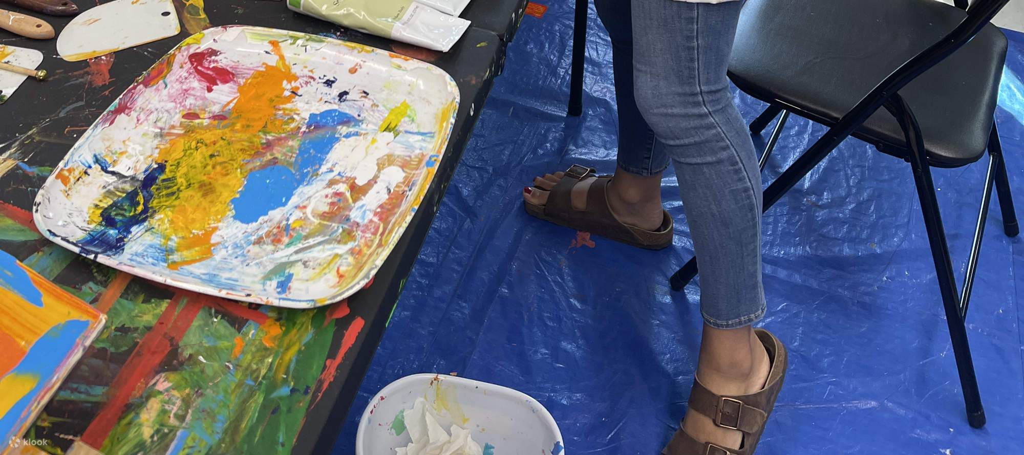 Abstract Painting with Palette Knives in New York