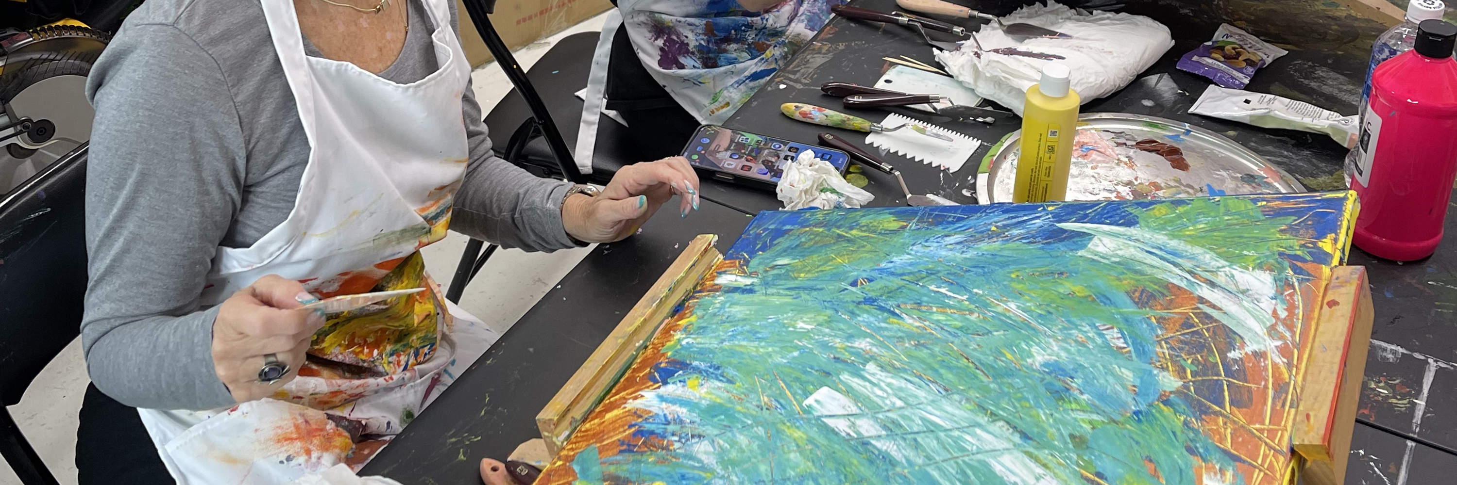 Abstract Painting with Palette Knives in New York