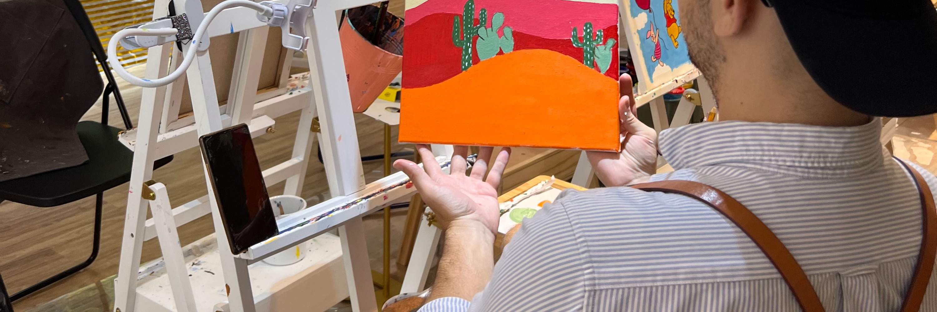 Rica Art Space - Lokakarya jamming seni akrilik｜Lokakarya lukisan tekstur｜Seni & Anggur｜Wan Chai