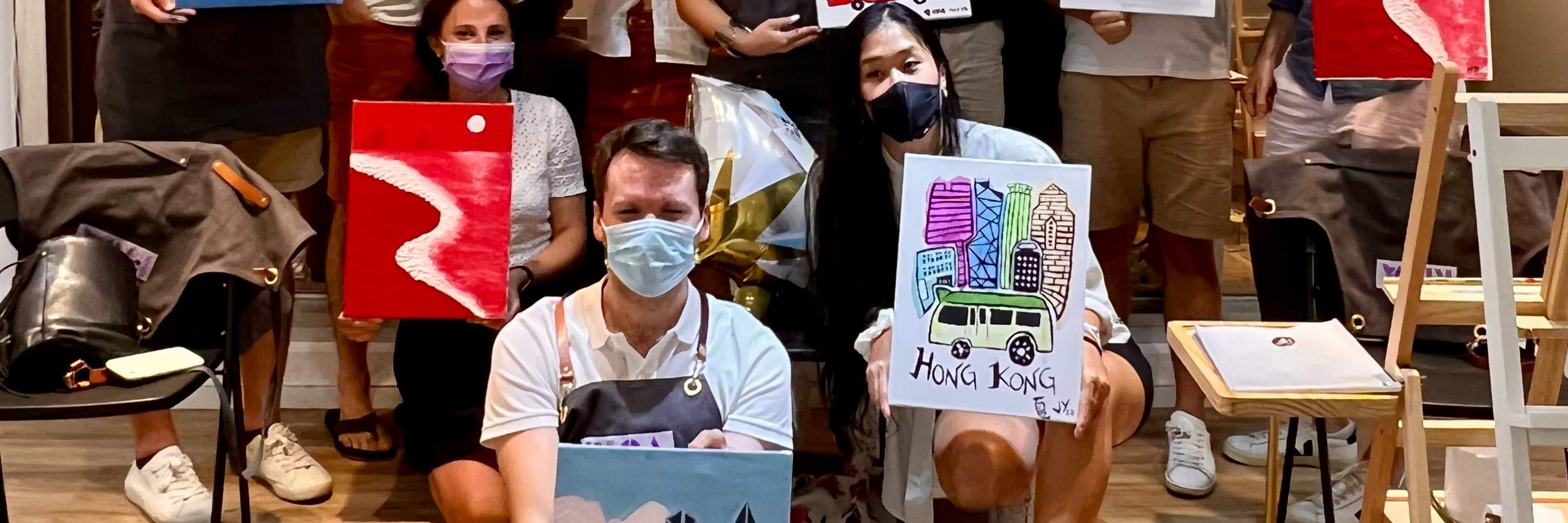 Rica Art Space - Lokakarya jamming seni akrilik｜Lokakarya lukisan tekstur｜Seni & Anggur｜Wan Chai