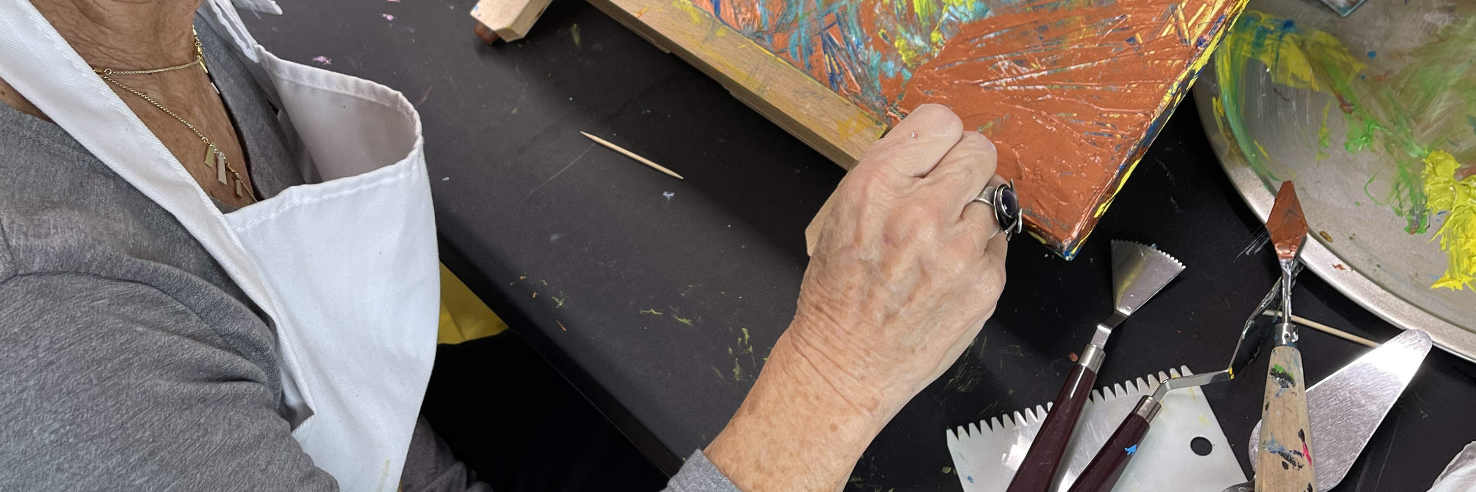 Abstract Painting with Palette Knives in New York