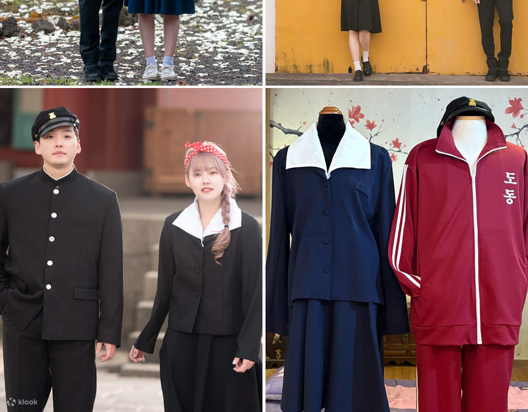 Experiencia de la cultura coreana en Jeju: Alquiler de Hanbok y uniformes escolares, K-Beauty y sesión de fotos