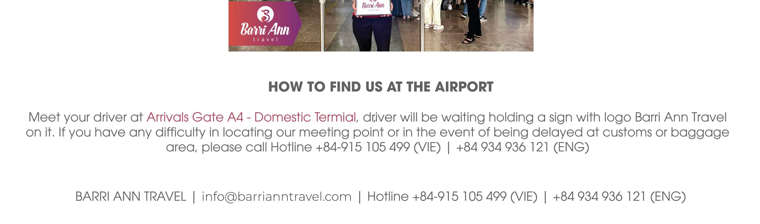 carte indiquant comment effectuer la prise en charge à l'aéroport de Danang