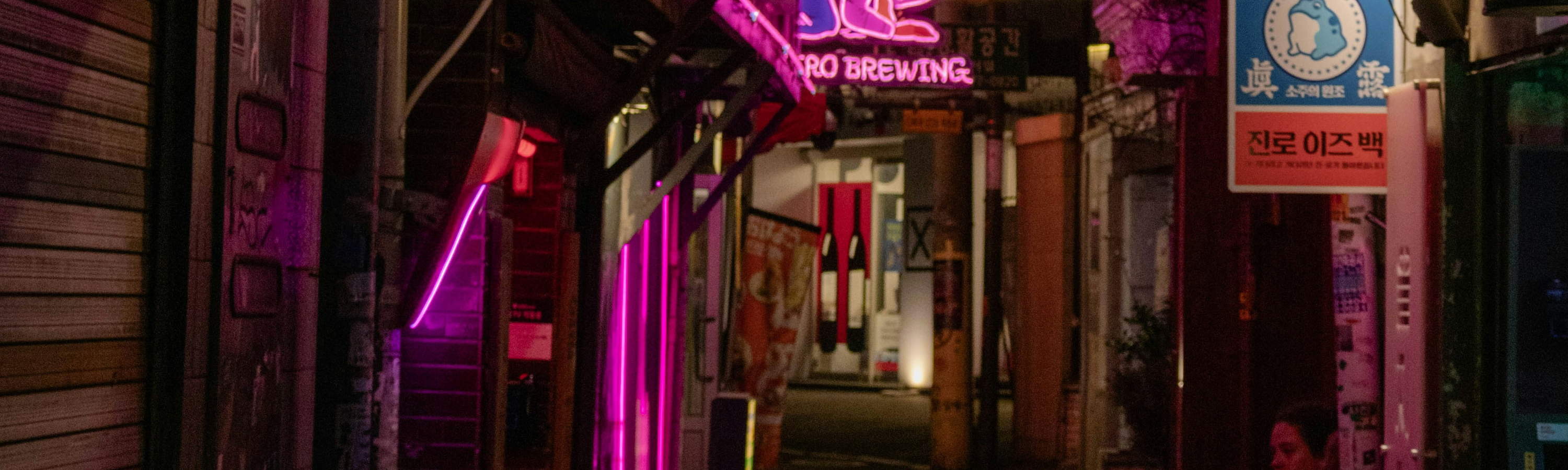 Euljiro Neon Alley – retro glow of Euljiro street signage makes an edgy Seoul neon alley night photo hotspot.