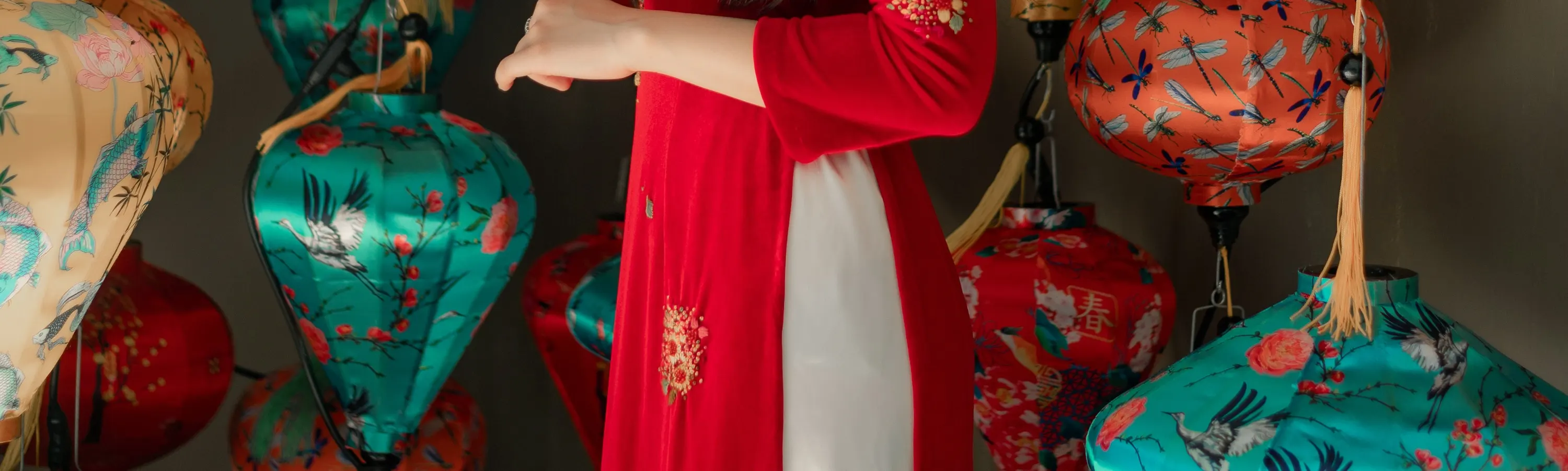 穿着奥黛的妇女