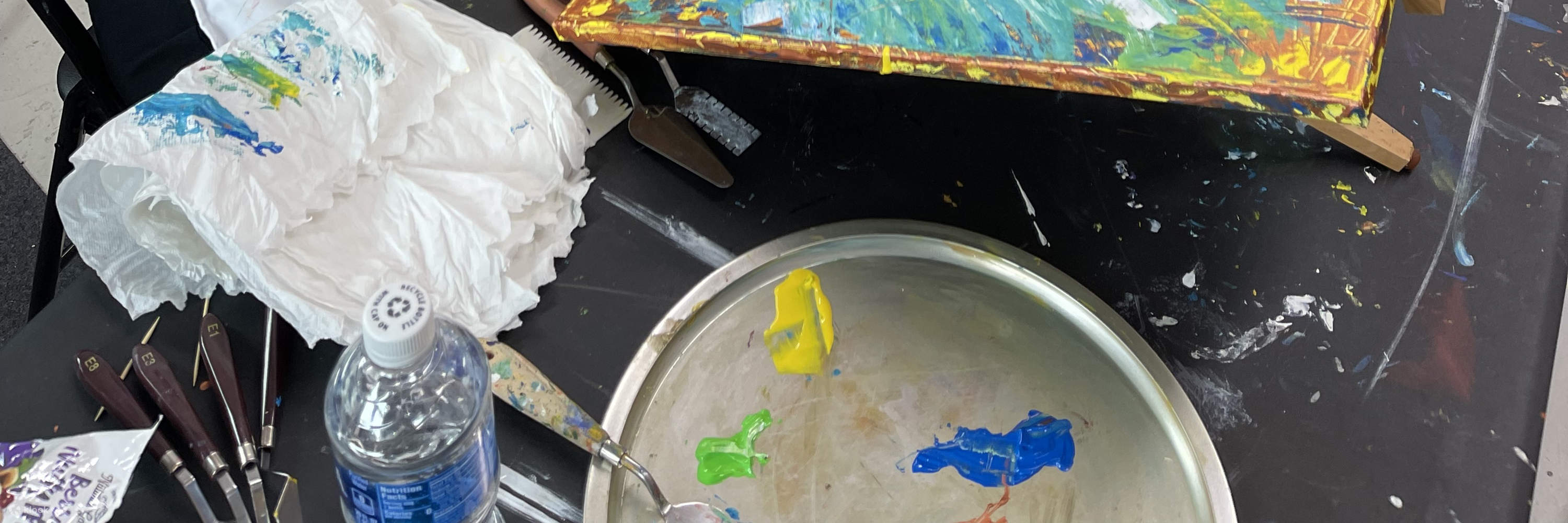 Abstract Painting with Palette Knives in New York