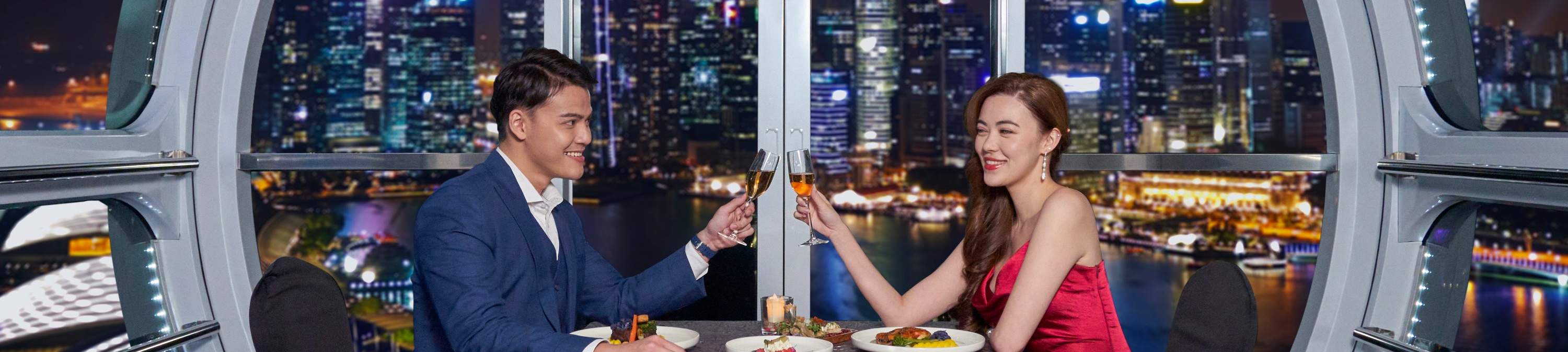 Paquete de cena romántica de San Valentín en el Singapore Flyer