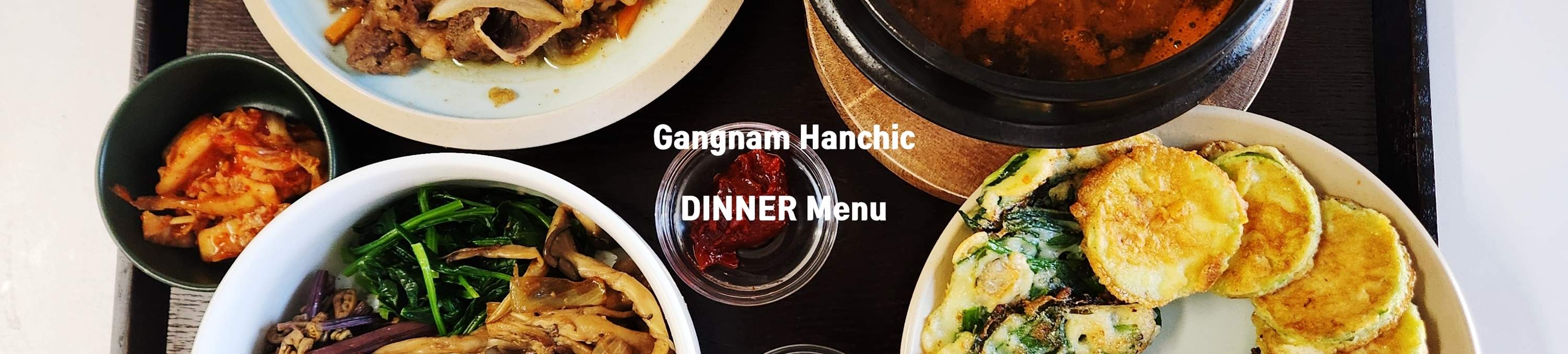 Menú básico de cena: Bibimbap, Doenjang jjigae, Jeon Surtido, Bulgogi