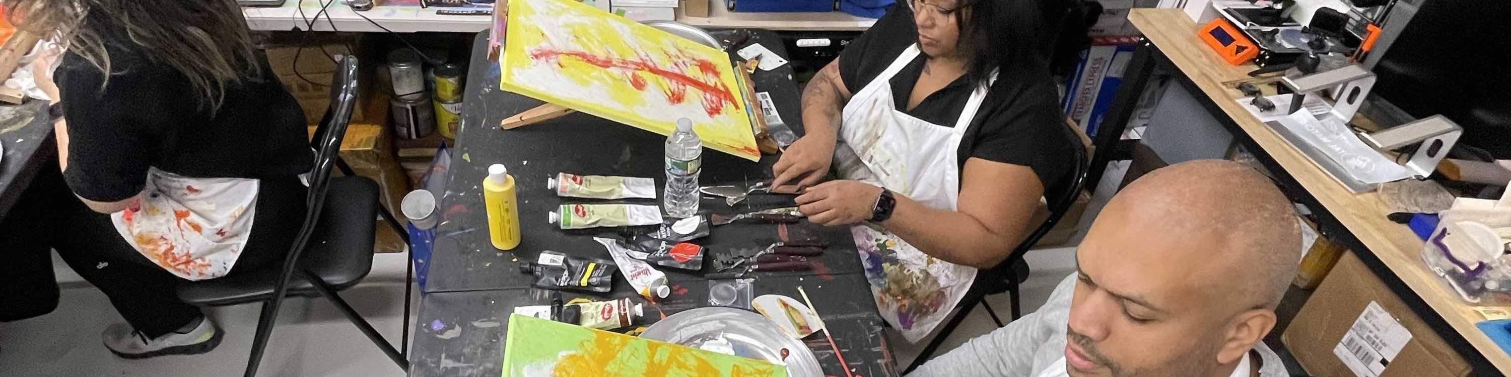 Hesitation disappears as they discover the magic of layering paint in expressive, powerful strokes