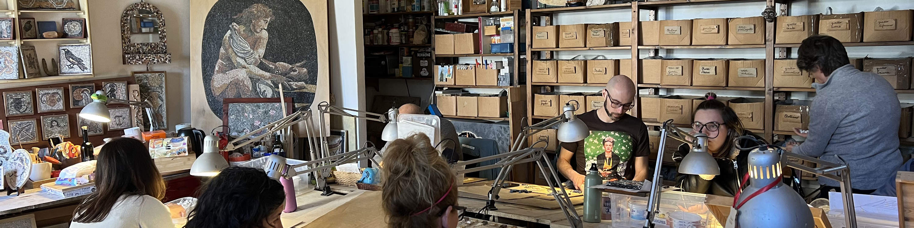 Atelier de fabrication de mosaïques à Rome