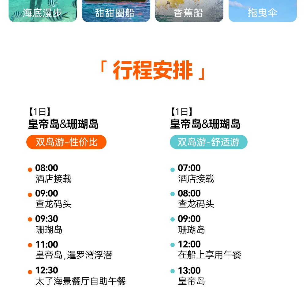 皇帝岛 & 珊瑚岛 & 雅努伊 & 蓬贴海角之旅（布吉岛出发）