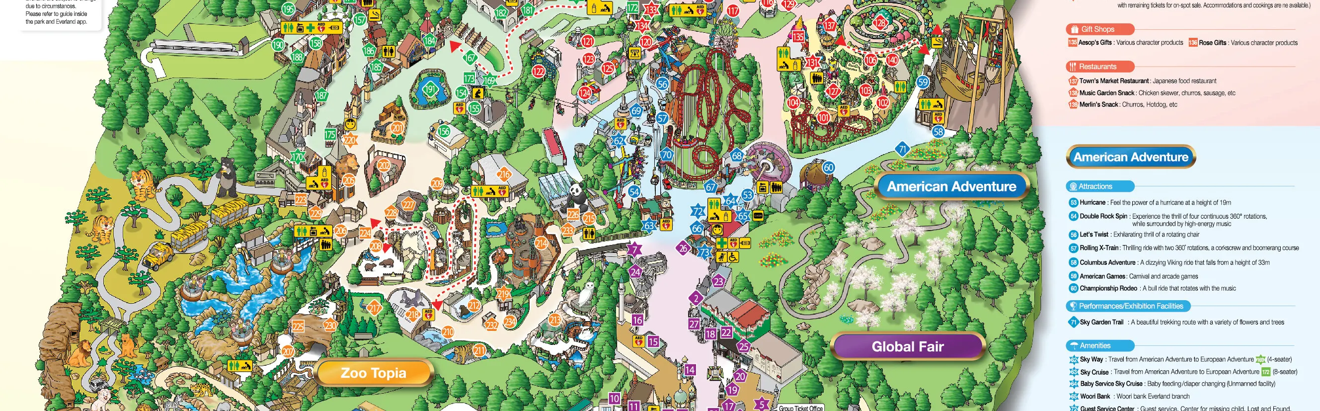 Explore 5 themed zones: Global Fair, American Adventure, Magic Land, European Adventure and Zootopia