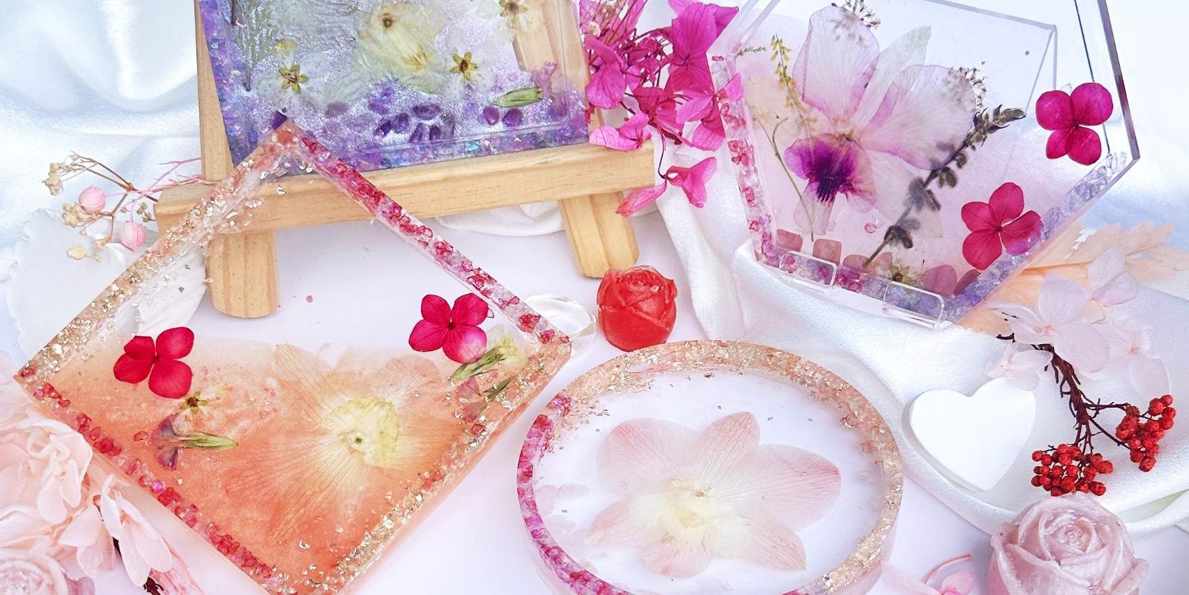 Floral Knots在Orchard Gateway舉辦的樹脂花卉杯墊工作坊