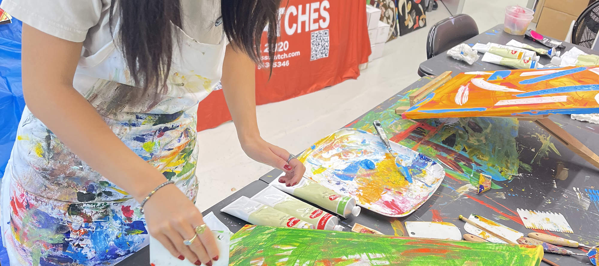 Abstract Painting with Palette Knives in New York