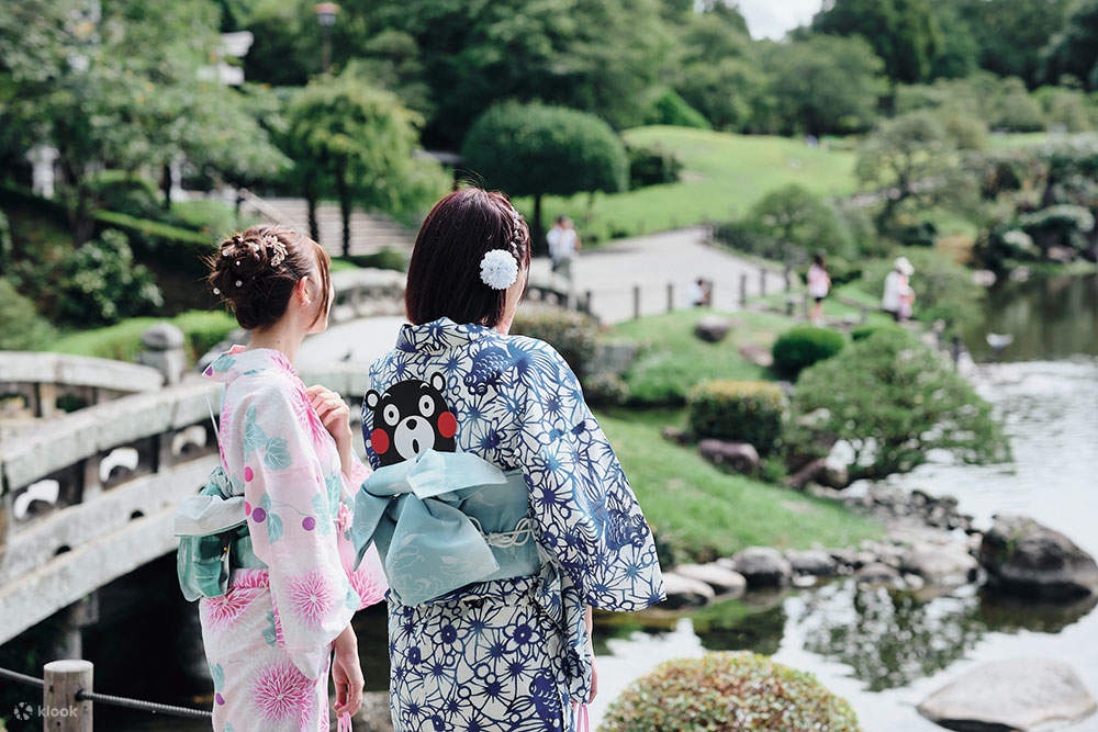 Expérience Kimono et Wahuku à Kumamoto Suizenji