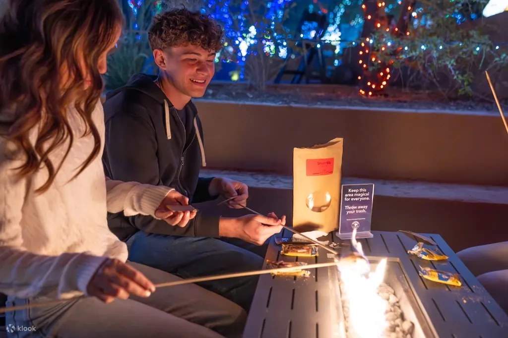 Наслаждайтесь горячими сморами, прогуливаясь среди миллионов красочных огней и сверкающих дисплеев.