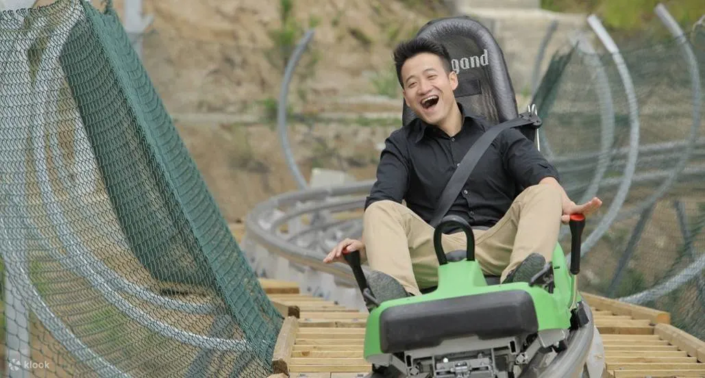 a guy enjoy alpine coaster