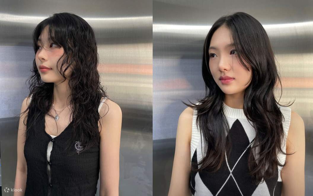 2. Desain Rambut yang Meminimalkan Bentuk Wajah (Keriting) - Kami melakukan pemotongan dan pengeritingan yang disesuaikan dengan bentuk wajah dan rambut Anda, menyeimbangkan volume dan kesan datar secara tepat untuk meningkatkan keselarasan antara wajah d