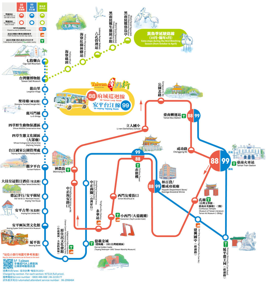 tainan-tourist-bus-number-88-and-99-day-pass-klook-singapore