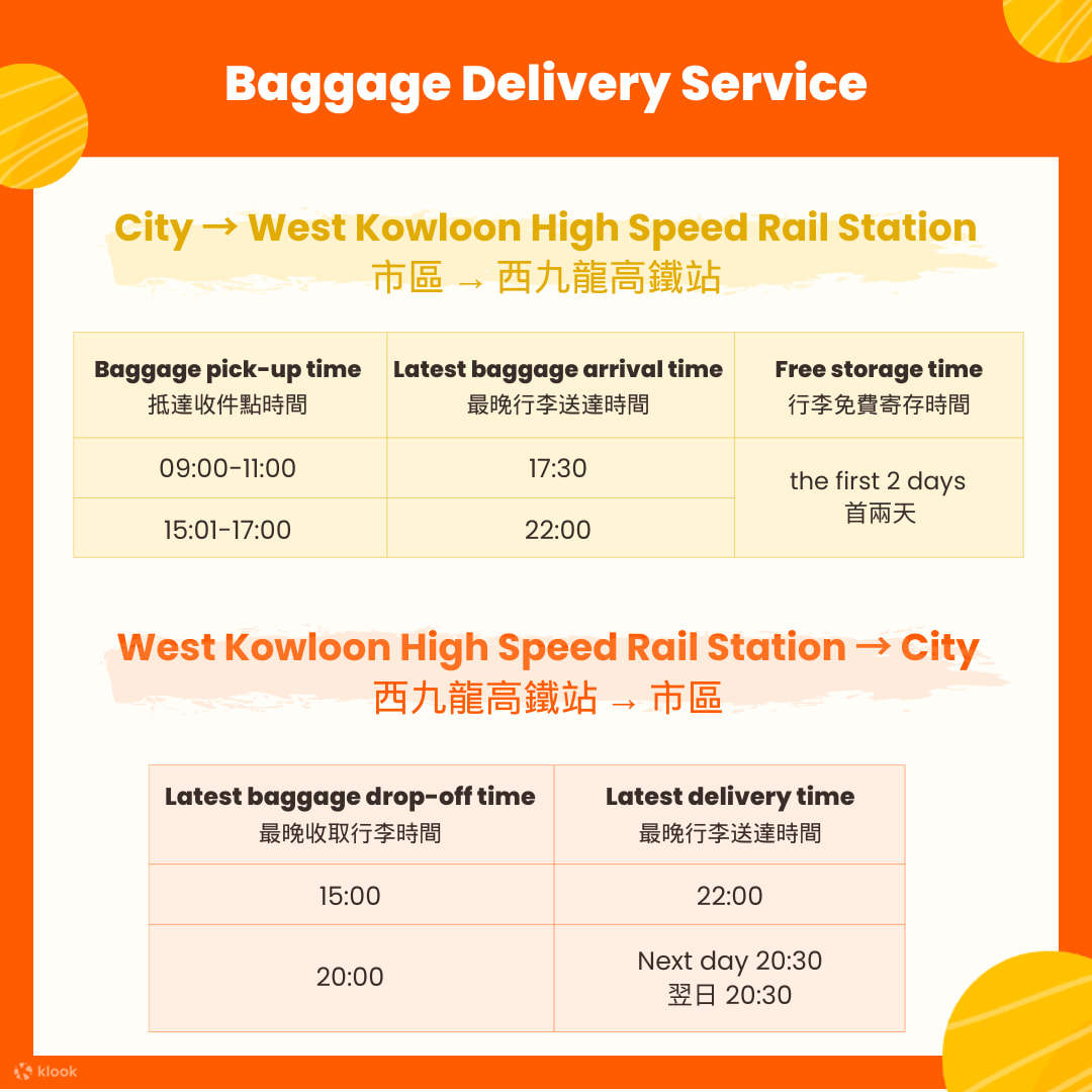 西九龙高铁站来往市区行李运送服务（由顺丰速运提供） - Klook客路
