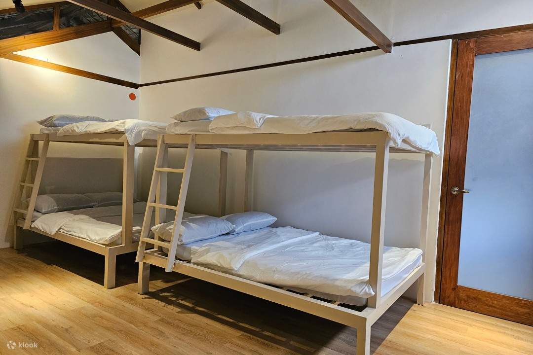 due accoglienti letti a castello a due piani ciascuno in una stanza, perfetti per fratelli o pigiama party