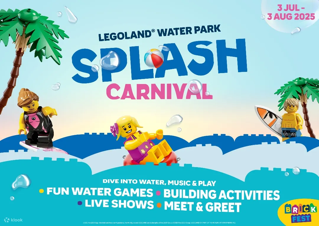 Dive into thrilling water activities, meet fun characters, build and race LEGO® creations, and dance along with live DJ sets and music-filled performances