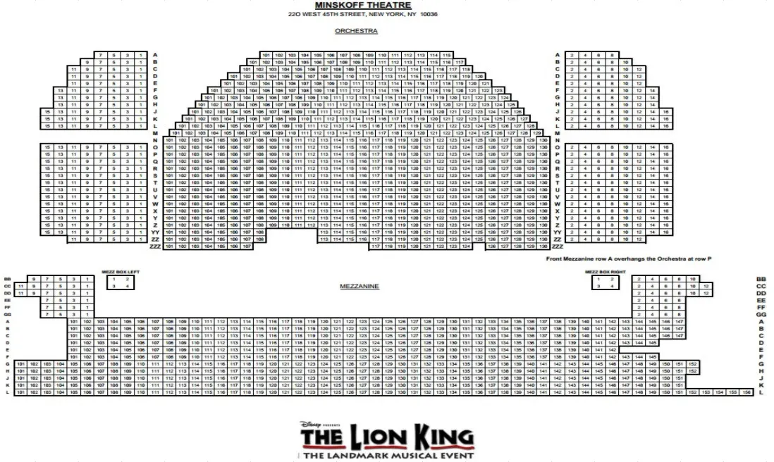 Minskoff Theatre Seating Chart Lion King | Cabinets Matttroy