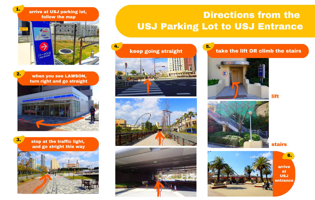 Hướng dẫn đường đi từ bãi đỗ xe USJ đến cổng USJ