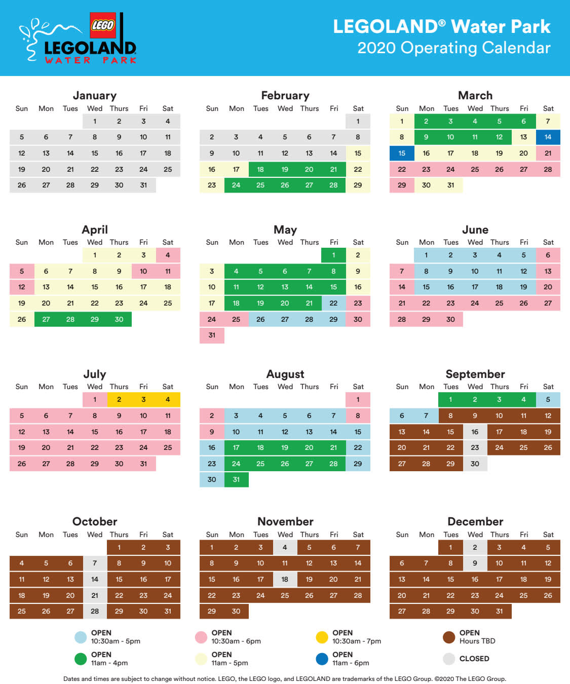 Legoland water park blackout days discount