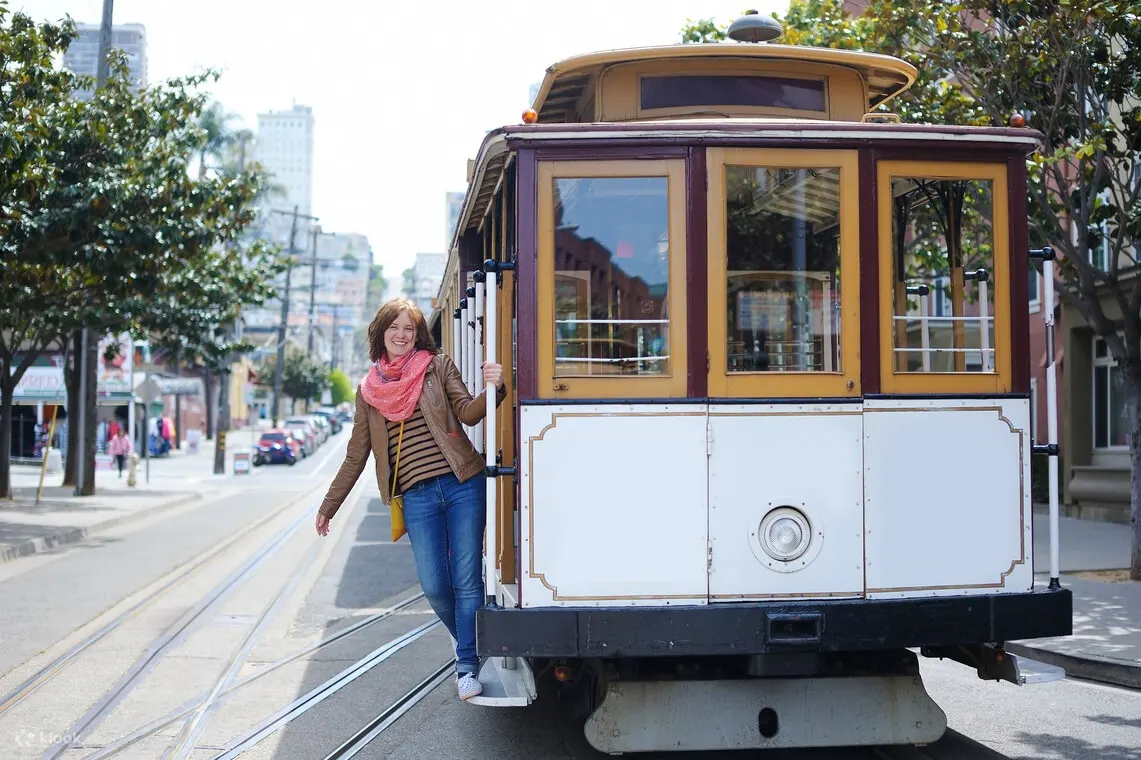 Woman riding the tram