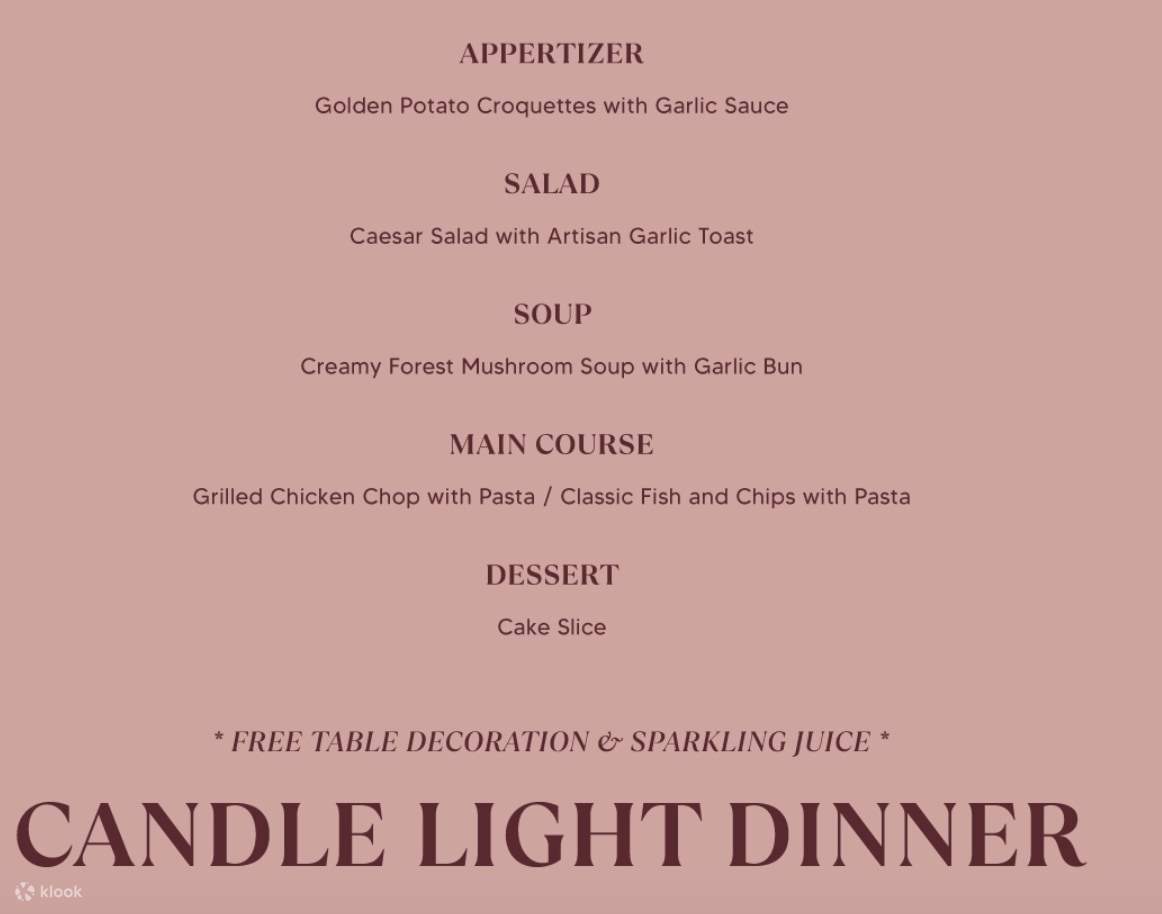 ステラ ゴールデン ヒルでのキャンドルライト ディナー