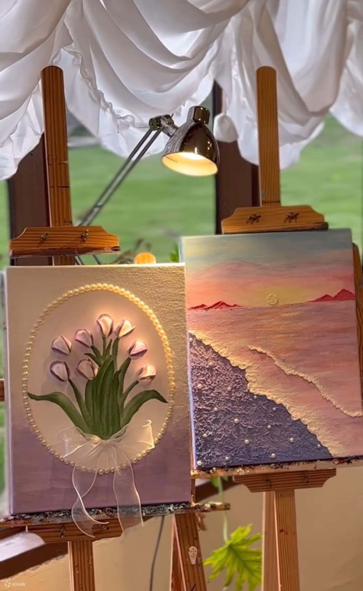 คลาสเรียนวาดภาพทรายชายทะเล และภาพดอกทิวลิป 3 มิติ 