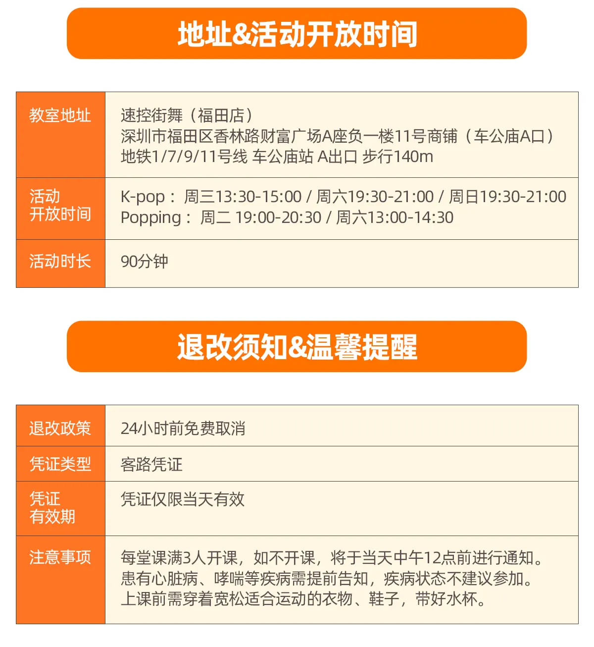 退改须知