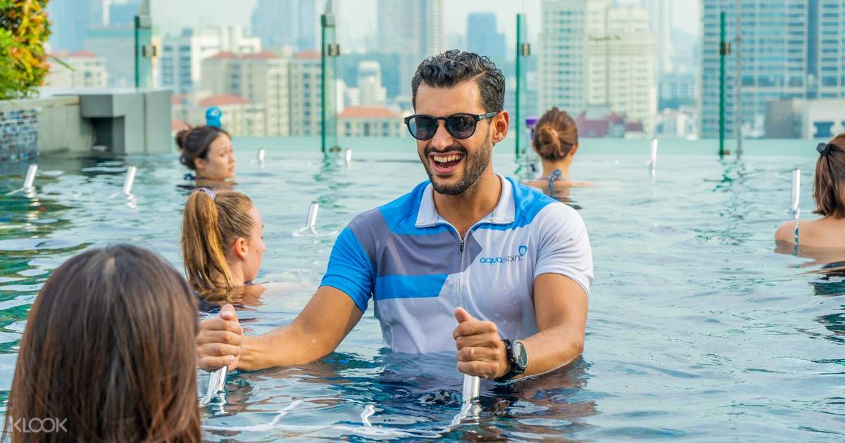 cycling in swimming pool